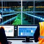 산업안전기사와 글로벌 안전 인증 활용 - **Prompt 1: AI and IoT Revolutionizing Industrial Safety**
"A vibrant, high-angle shot of a cutt...