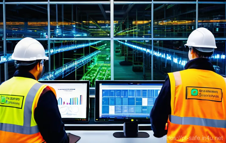 산업안전기사와 글로벌 안전 인증 활용 - **Prompt 1: AI and IoT Revolutionizing Industrial Safety**
"A vibrant, high-angle shot of a cutt...