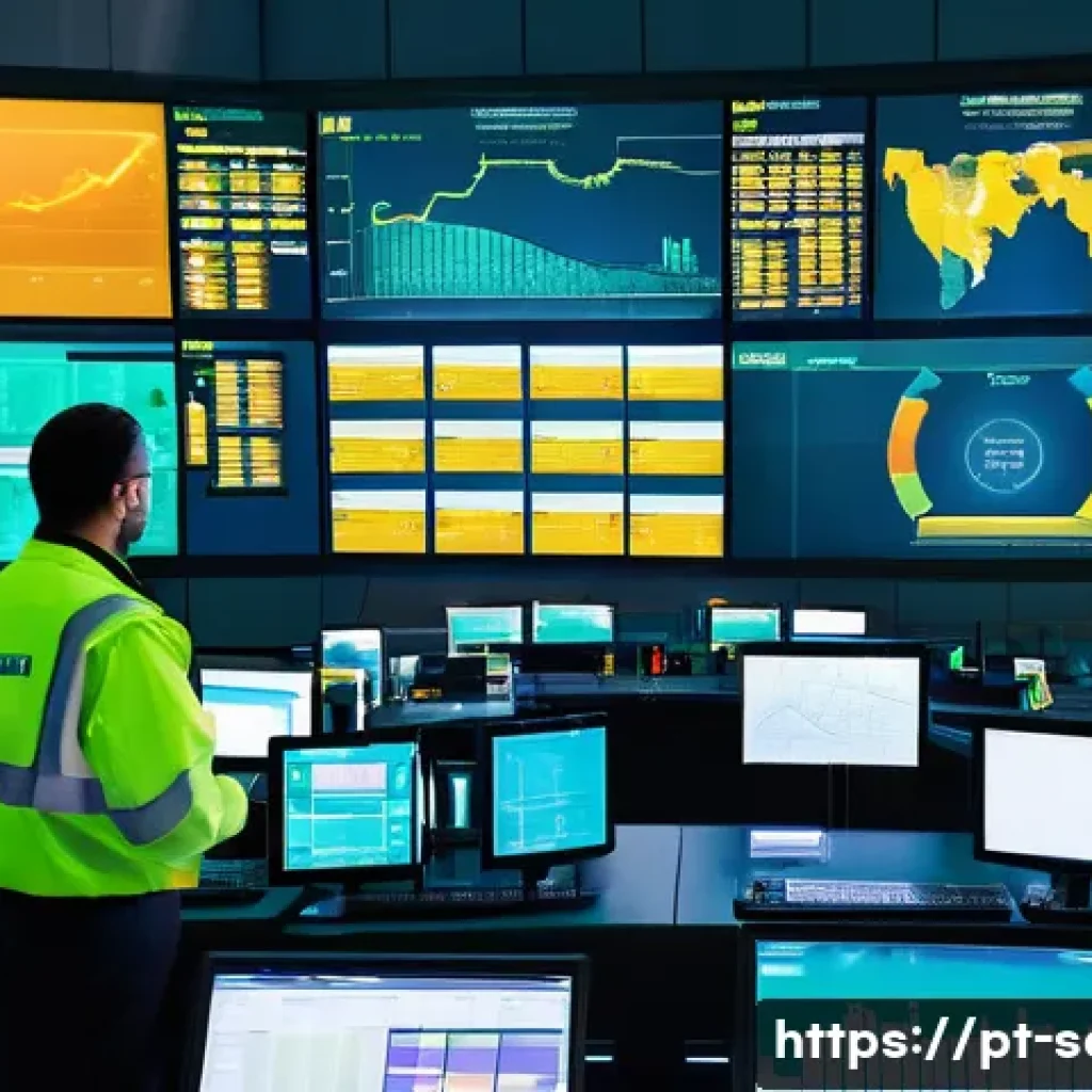 산업안전기사와 가스안전관리 사례 - **Prompt:** A modern industrial control room where a diverse team of safety engineers and technician...