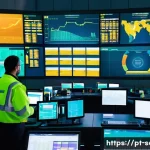 산업안전기사와 가스안전관리 사례 - **Prompt:** A modern industrial control room where a diverse team of safety engineers and technician...