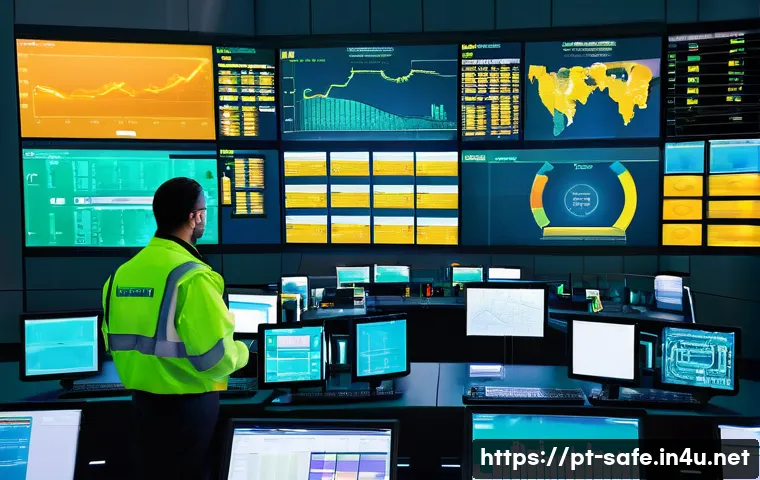 산업안전기사와 가스안전관리 사례 - **Prompt:** A modern industrial control room where a diverse team of safety engineers and technician...