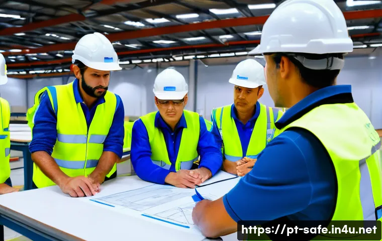 산업안전분야에서 자격증의 ROI 분석 - A professional industrial safety training session in a modern Brazilian factory setting, featuring a...