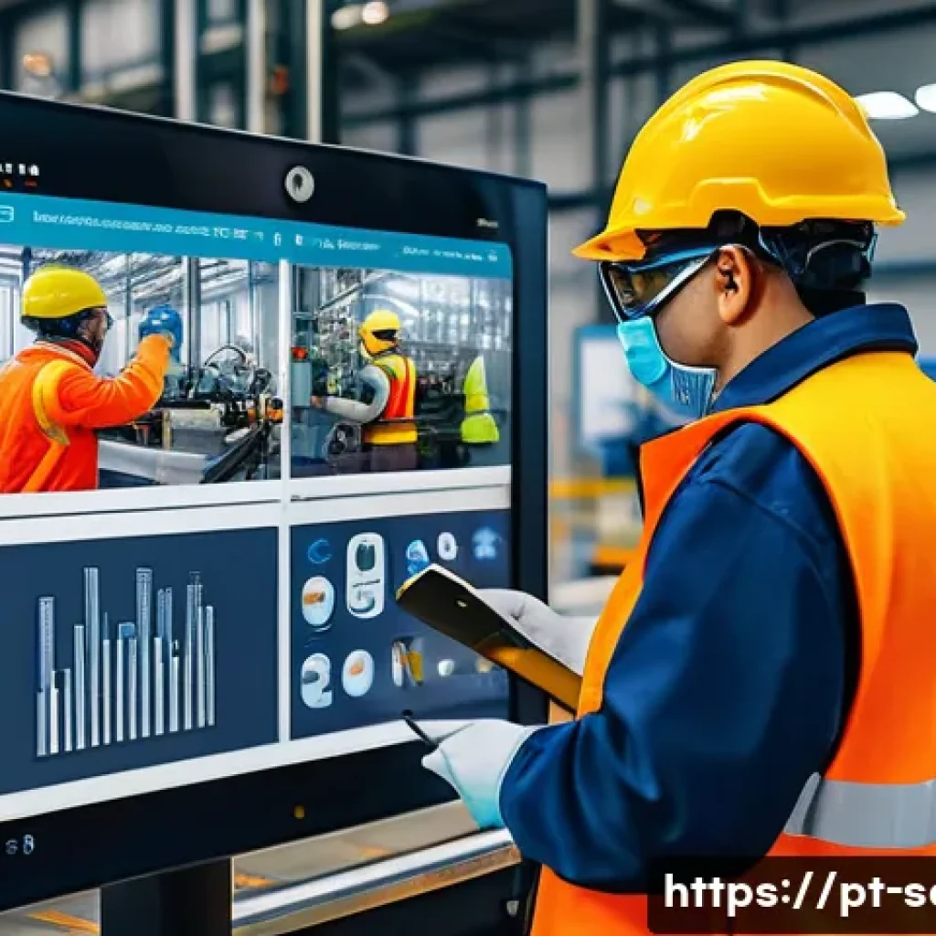 산업안전기사와 환경법 준수 사례 - A modern Brazilian industrial factory interior showing diverse workers wearing appropriate personal ...