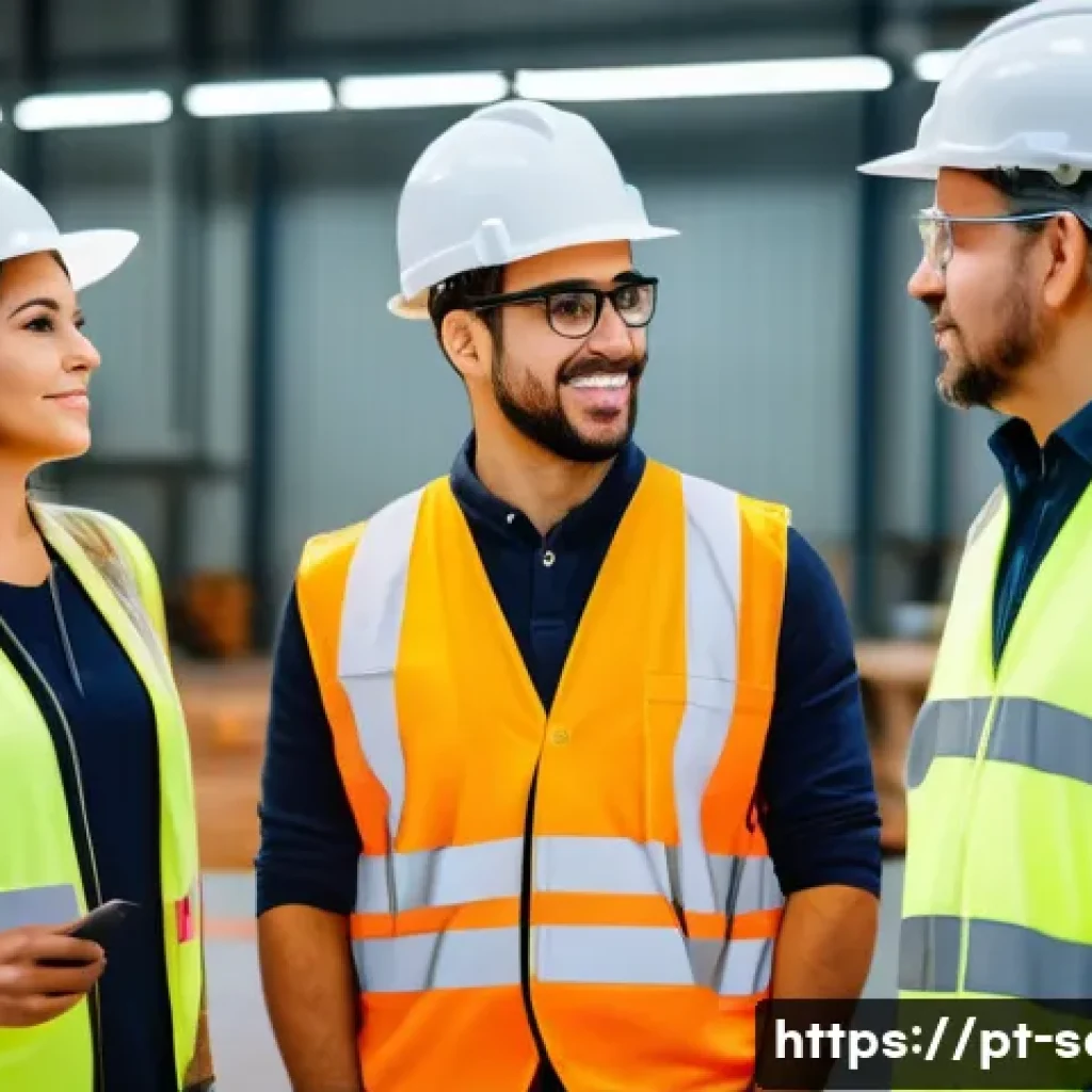 산업안전분야에서 자격증의 장기적 가치 - A professional industrial safety training session in a modern Brazilian factory setting, diverse gro...
