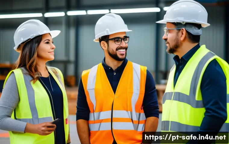 산업안전분야에서 자격증의 장기적 가치 - A professional industrial safety training session in a modern Brazilian factory setting, diverse gro...