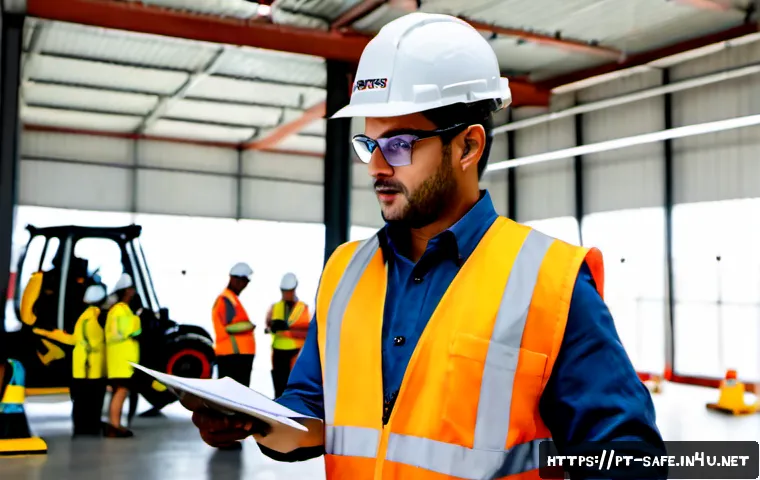 Home 13 산업안전기사와 비상대응계획 수립 사례 - Photorealistic industrial safety engineer in a Brazilian manufacturing plant, wearing a hard hat, sa...